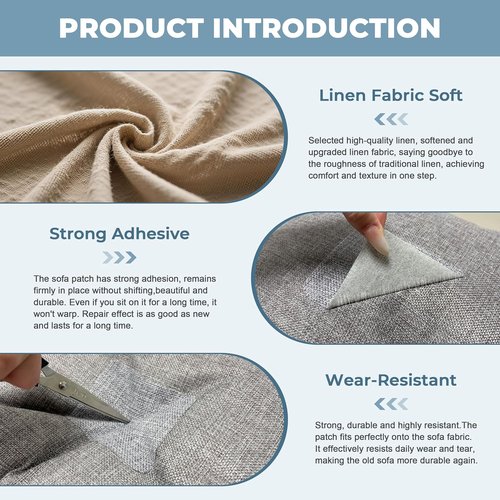 BESEZX Linen Fabric Repair Patch - 3 PCS Self-Adhesive 9x11 Inch Couch Patch for Furniture, Sofa, Upholstery - Light Beige