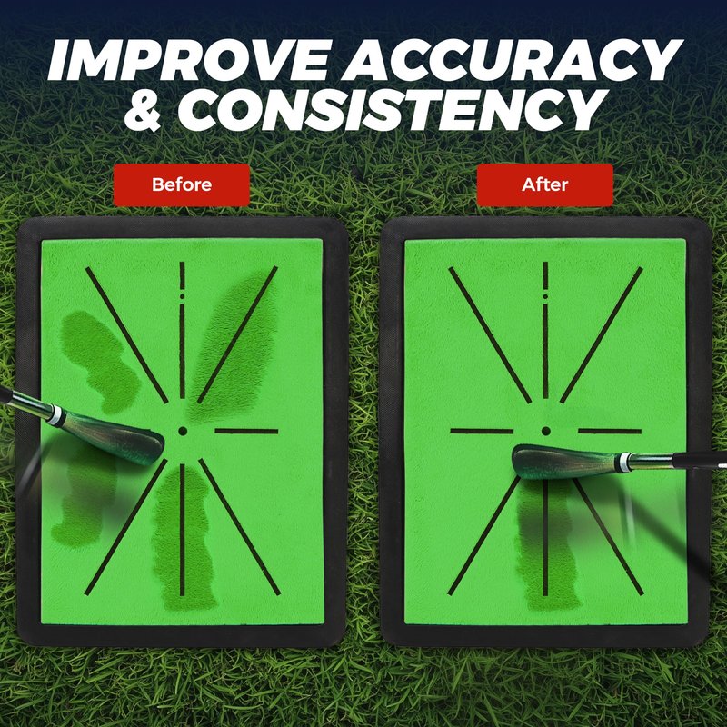 TOY Life 4-in-1 Golf Hitting Mats Practice Outdoor Indoor with Path Feedback, 4 Replaceable Golf Turf Swing Mat for Chipping Training Aid with Rough Fairway Impact Divot Mat Gifts for Men(18" x 13")