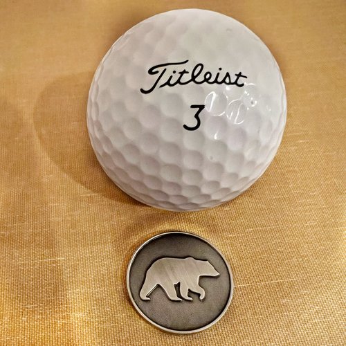 Full Metal Markers Bear Bruin Unique Magnetic Metal Golf Ball Marker Accessory with Hat Clip for Men and Women (1 Ball Marker + 1 Hat Clip)