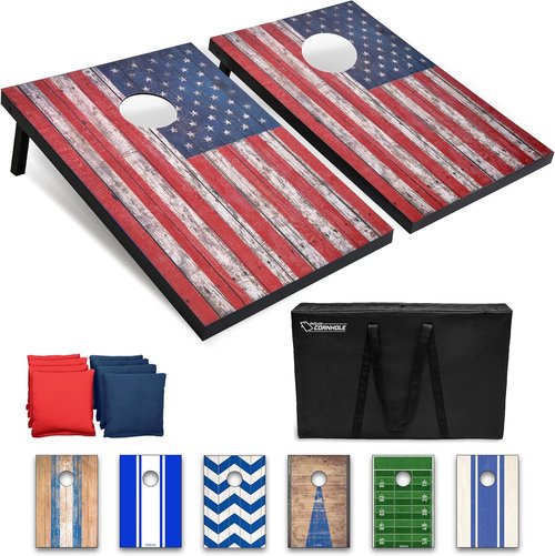 GoSports Portable Cornhole Sets - 8 Styles Available | Choose 4x2 ft or 3x2 ft Boards with 8 Bean Bags & Travel Case