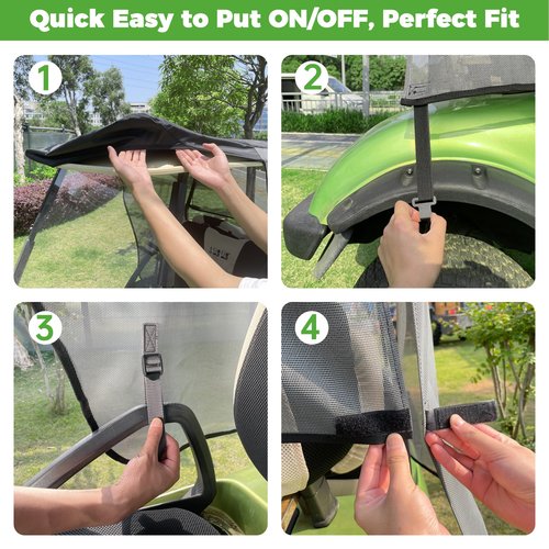10L0L Golf Cart Sun Shade Cover Fit Yamaha G29 Drive & Drive 2, Superior UV & Sun Heat Blocking, Encrypted Polyester Mesh Shield,Very Easy to Install-Black Colour