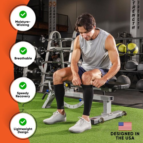 Calf Compression Sleeves for Men and Women - (2 Pair) Footless Compression Socks Support for Running, Cycling, Sports - Leg Sleeve Brace, Helps with Pain Relief