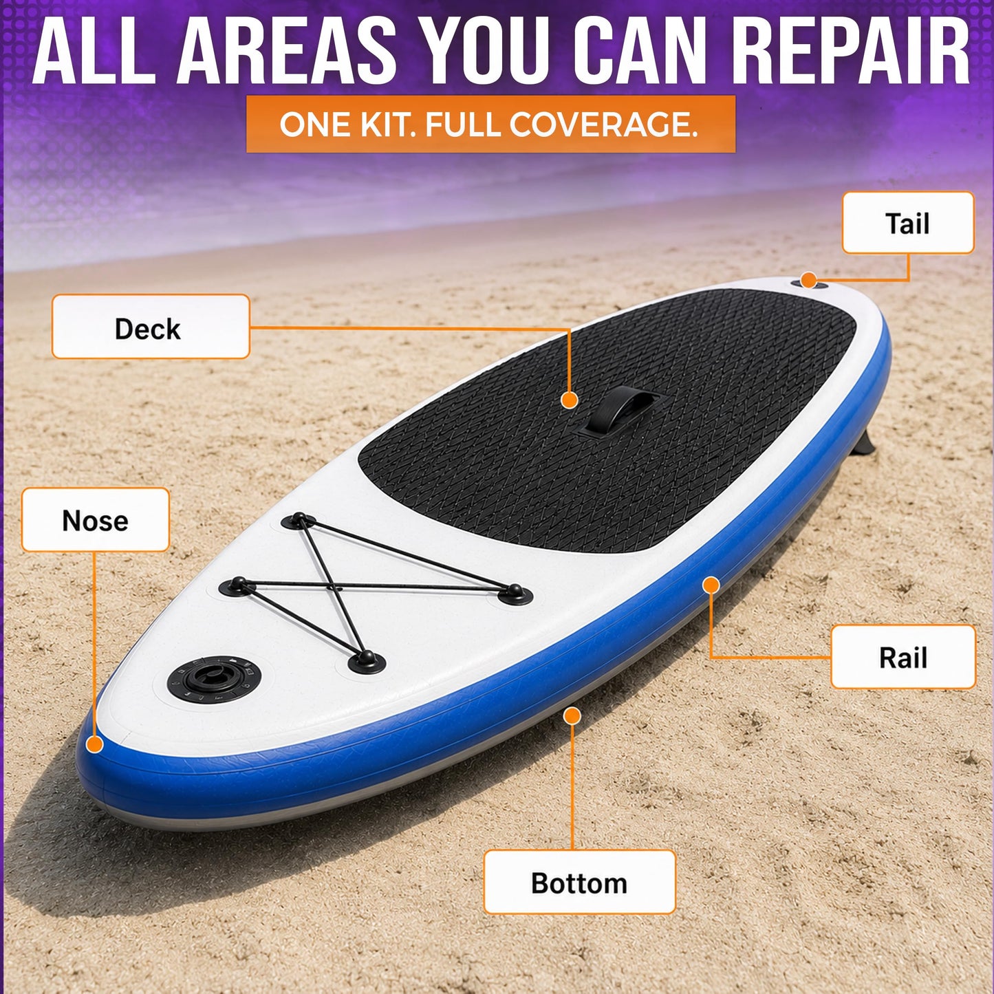 Ding All Super Stand Up Paddle Board (SUP) Epoxy Repair Kit with a Superior, Eco-Friendly and Non Yellowing Formula for Small to Medium Ding Repairs