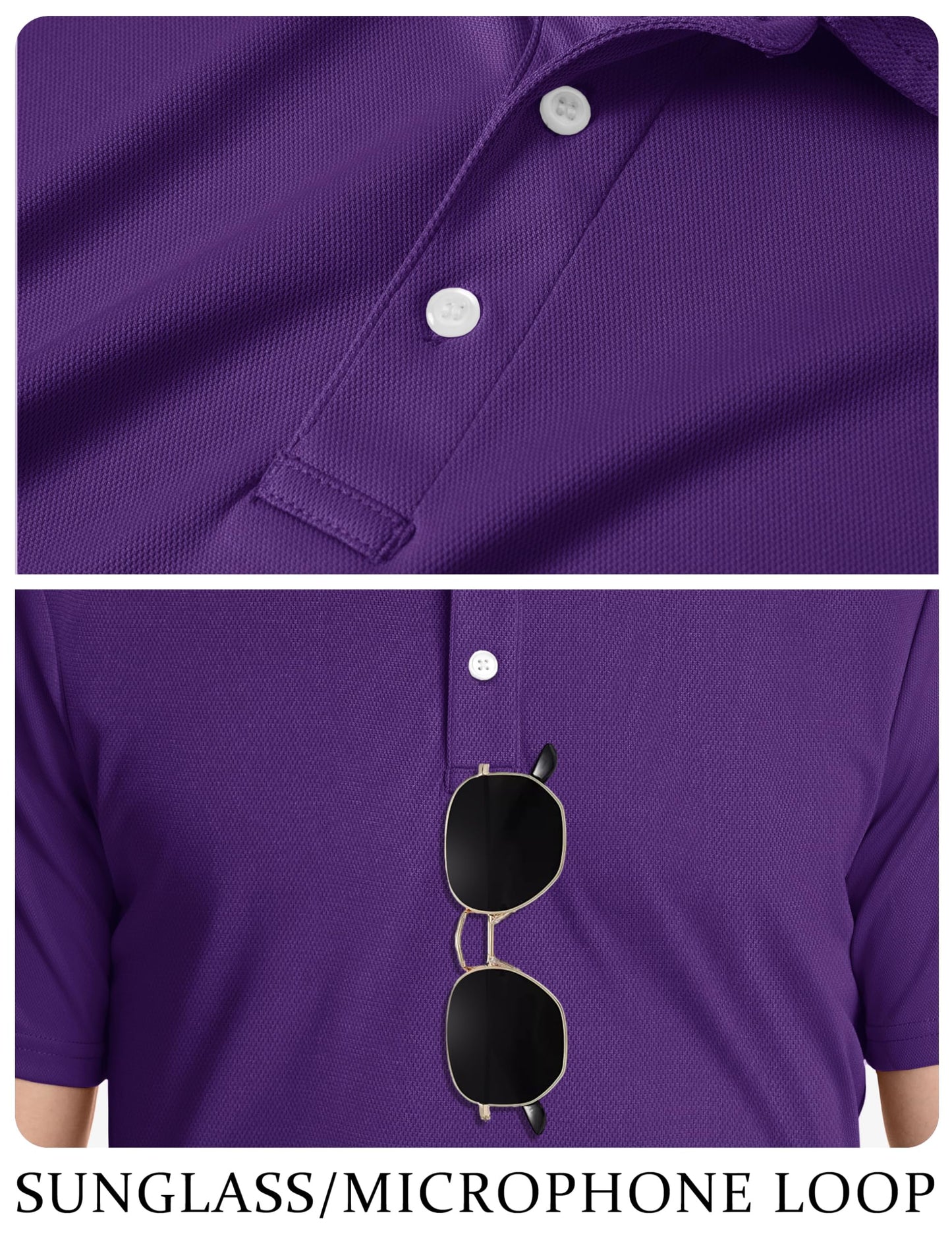 TACVASEN Mens Golf Shirt Dry Fit Mens Polo Shirts Short Sleeve Performance Golf Polos for Men with Collar Work Shirts Purple, 3XL