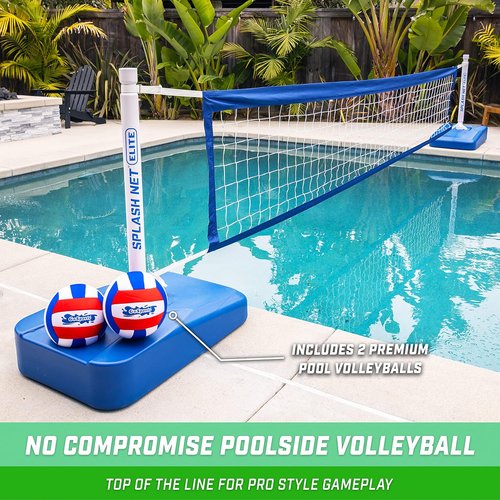 GoSports Splash Net Elite Pool Volleyball Game - Adjustable Net with Water Weighted Bases for Inground Pools