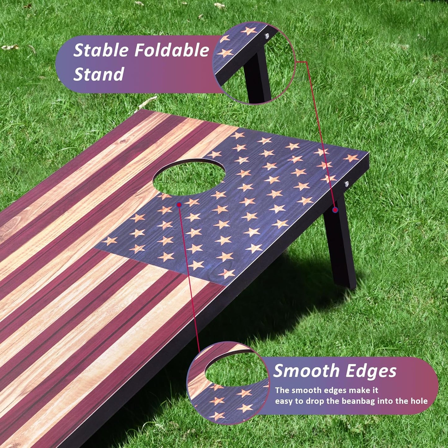 Skiennix Cornhole Set - Regulation Size Boards with 8 Bean Bags & Carrying Case | Outdoor Game for Adults