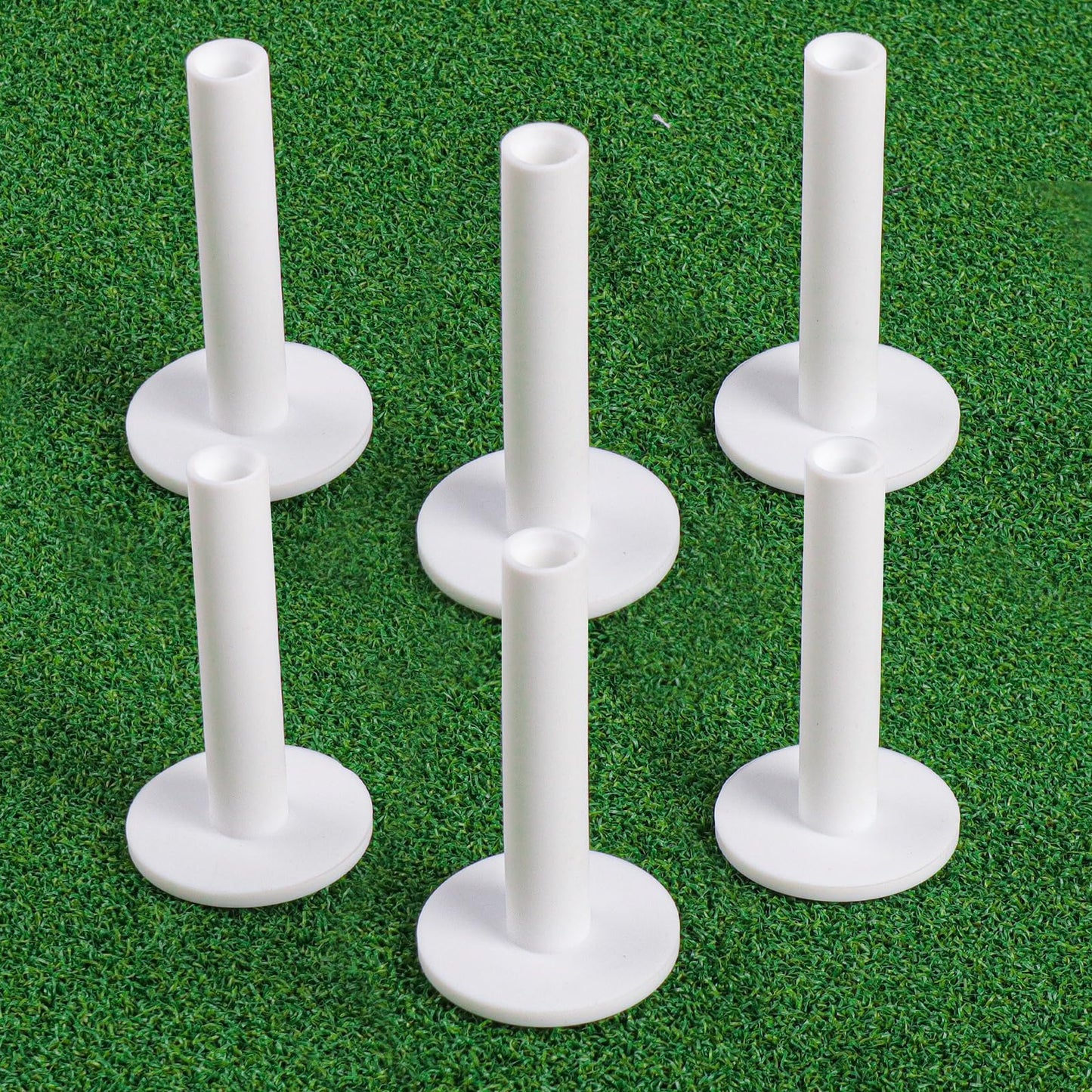 Premium Ultra Long Rubber Golf Tees 3.75'' Value 4/6 Pack, Adjustable Length & Durable Stable Golf Tees for Mat Turf Driving Range Practice Indoor Outdoor Use (6 Pack in White)