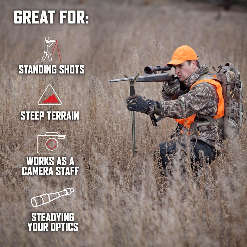 Allen Company Monopod Shooting Stick and Gun Rest (14.5" to 34") 2 lbs - Adjustable Height - Removable Cradle - Padded Grip - Aluminum - Rifle Shooting Rest, Camera Stand - Gun Accessories