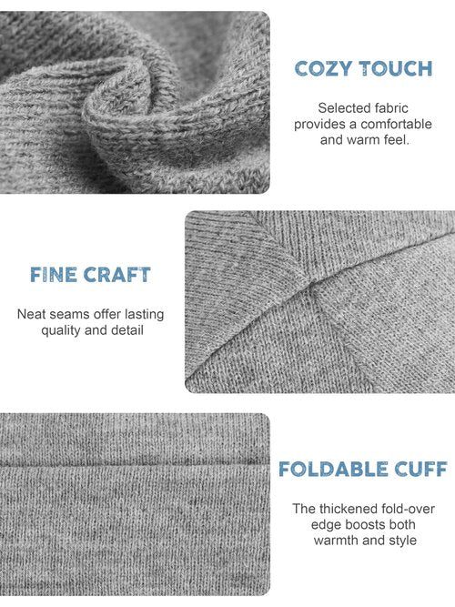 KUTTOR 3 Pack Satin Lined Winter Beanie Hats for Men Women Silk Lined Beanies Soft Knit Warm Slouchy Cuffed Winter Hat
