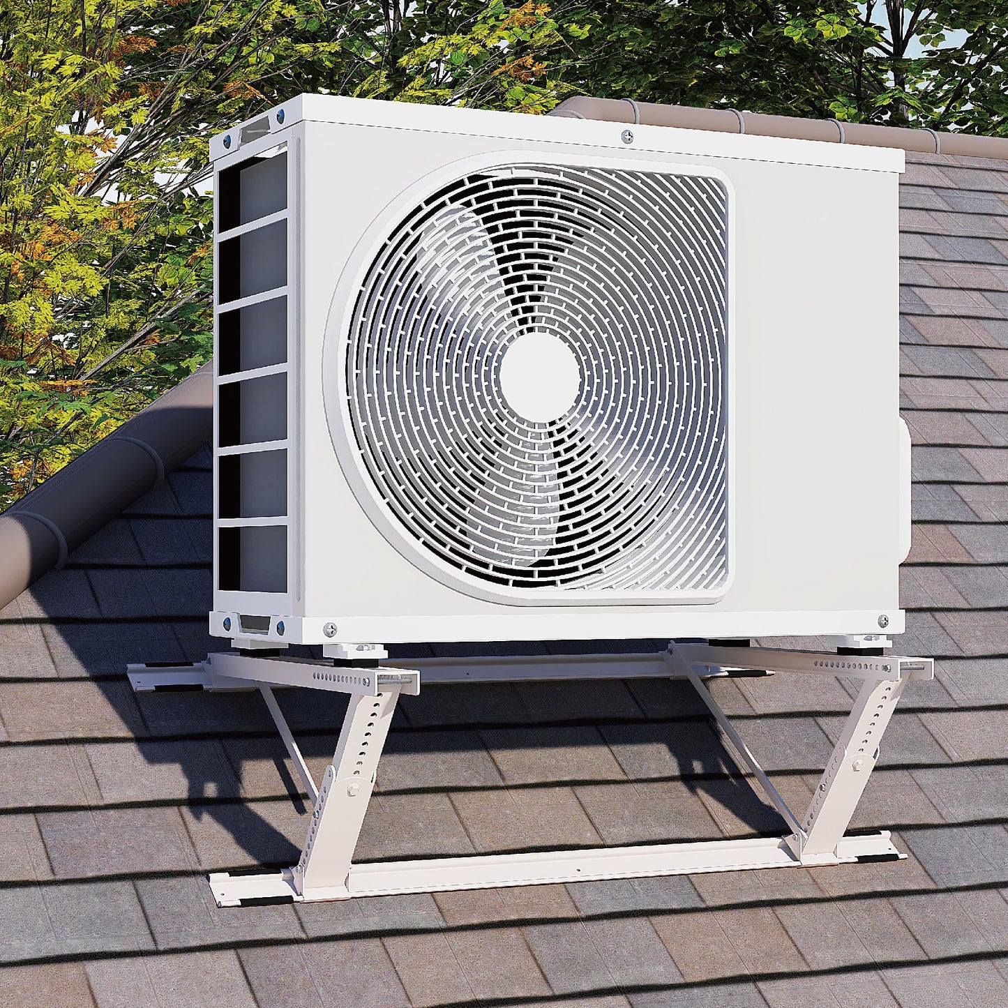 WeCooper Rooftop Mini Split Mounting Bracket 9000to24000BTU,Heavy Duty Adjustable Roof Bracket More Stability&Level for Ductless Minisplit AC Condenser Unit&Heat Pump,Support to 335LB Off White