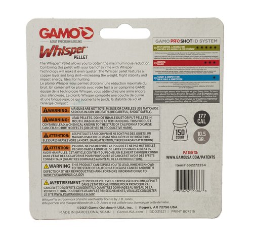 Gamo Whisper .177 Caliber Hunting Air Rifle Pellets - Quiet Performance, 150 Count
