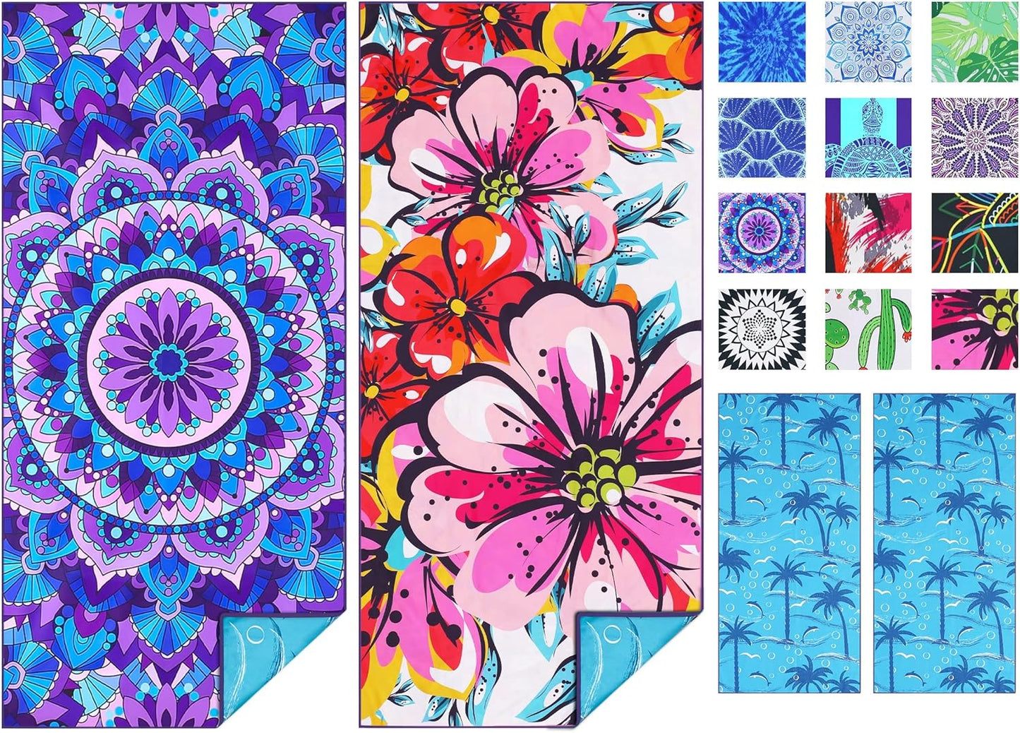 TwoYek Microfiber Beach Towels - Lightweight & Quick-Dry, 71x32" Oversized Sand-Free Essentials