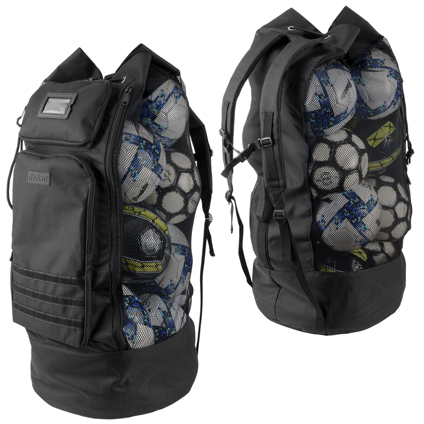 Fitdom Heavy Duty XL Soccer Mesh Equipment Ball Bag, Adjustable Backpack