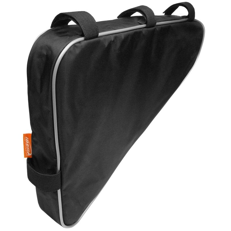 Ibera Bike Frame Bag - Slim Bike Pouch with 5L Capacity, 2-Zipper Compartments & Hook-and-loop Fastener - Fits Most Bikes - Water-Resistant & Reflective Bicycle Bag 16"x17"x11"