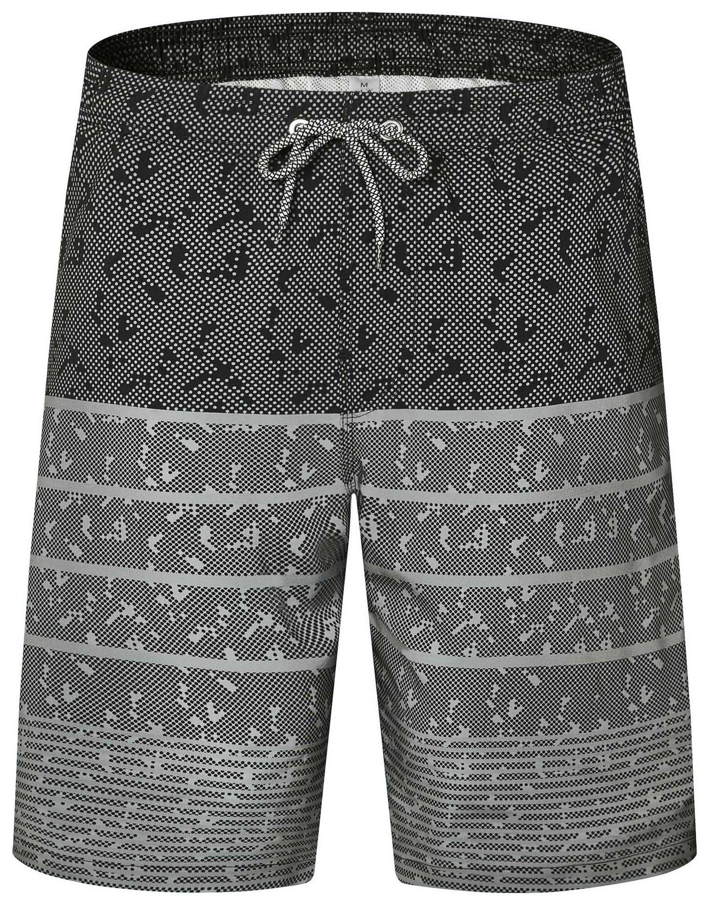 ELETOP Men's Swim Trunks Quick Dry Bathing Suit Swimming Board Shorts Mesh Lining Beach Swimwear Stripe Grey XXL