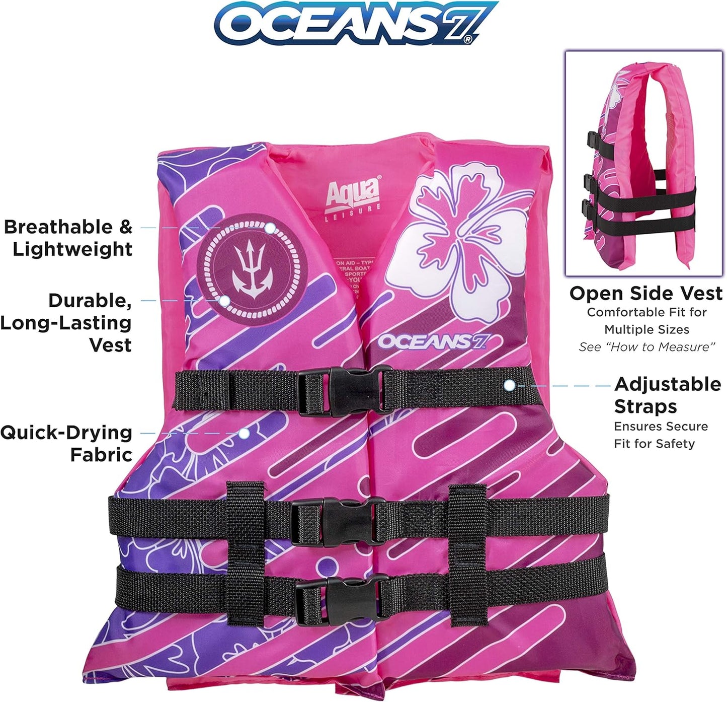Oceans 7 Life Jacket - US Coast Guard Approved Infant & Youth Personal Flotation Device | Type II & III