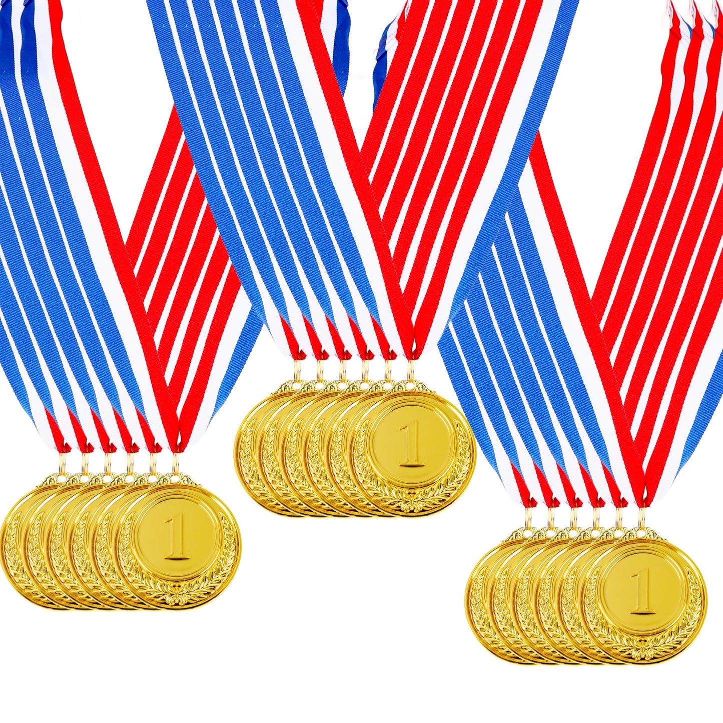 Hoarost 18 Pcs 2 Inch Gold Winner Award Medals 1st Place Award Medals with Neck Ribbons for Tournaments Competitions Prizes Sports Party Favors
