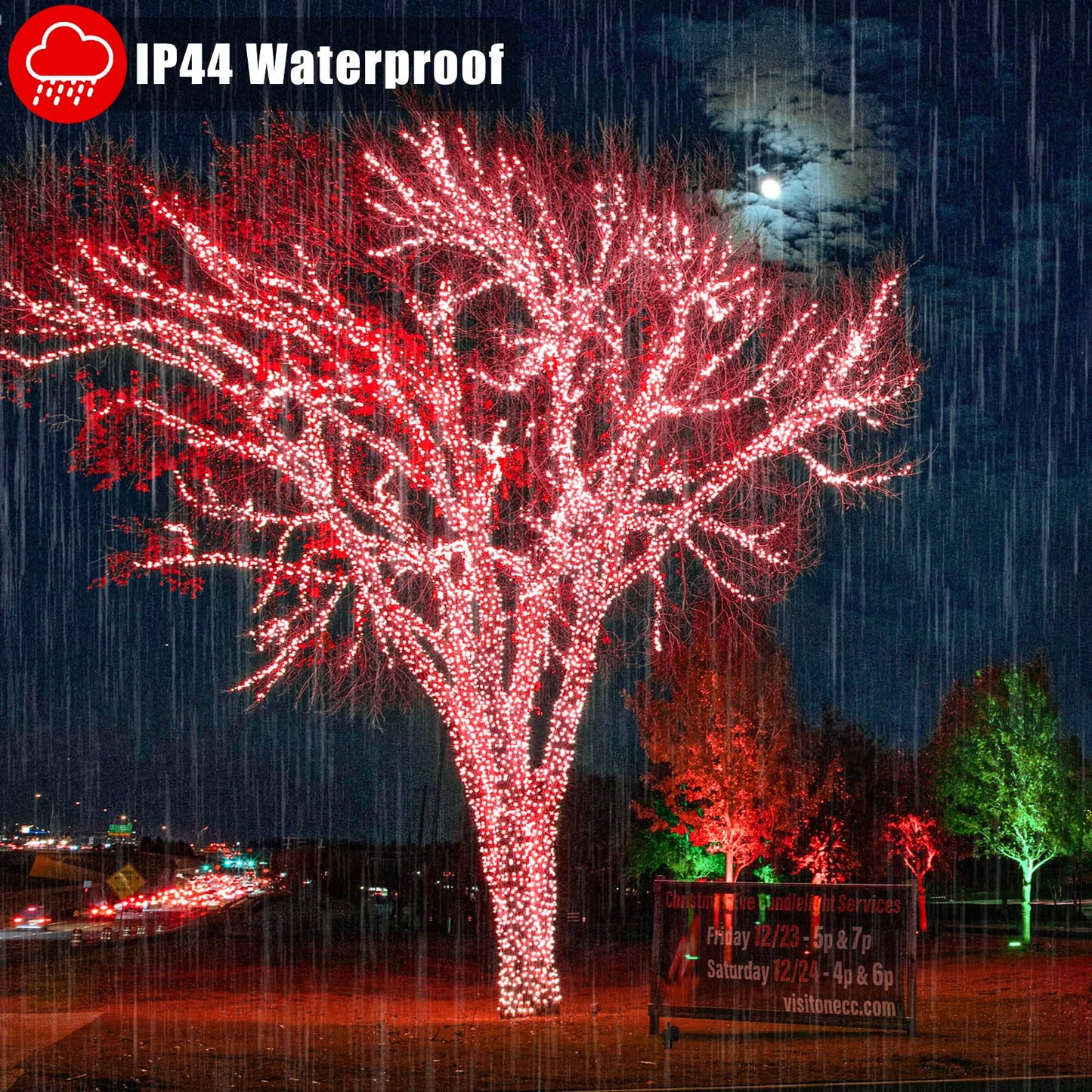 200 LED Red Christmas Lights, 66ft Red String Lights 8 Modes Clear Wire, Connectable Waterproof Plug in Twinkle Fairy Light for Tree Bedroom Indoor Outdoor Christmas Decorations