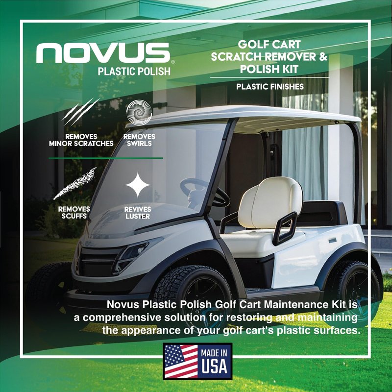 NOVUS 7760 | Golf Cart Maintenance Kit | Includes NOVUS Plastic Polish #3#2#1-2 Ounces Each, 2 Buffing Pads, Backing Drill Attachment, 3" Wool Pad, 3 Disposable Wipes