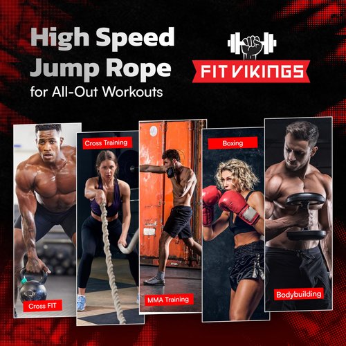 Jump Ropes for Fitness with 2 Adjustable Jumping Rope Cables - Cross Rope Jump Rope Set for Men and Women - Speed Rope for Crossfit, Boxing, Workout - Indoor and Outdoor Jump Ropes for Working Out