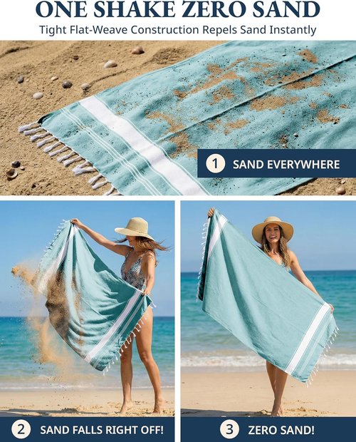 LANE LINEN Oversized Beach Towel - Quick Dry & Sand Free 4 Pack, Extra Large 39"x71" - Hunter Green