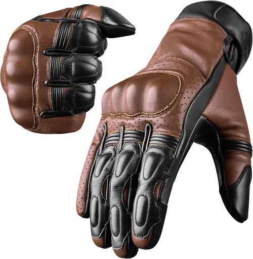 J.A.G. Motorcycle Gloves - Premium Leather Touchscreen Gloves with Knuckle Protection for Men