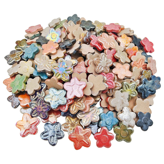 500g/1.1lb Flower Shape Ceramic Mosaic,Iridescent Irregular Mosaic Pieces for Home Decoration or DIY Crafts,Mosaic Making Supplies. (Mixed Color)