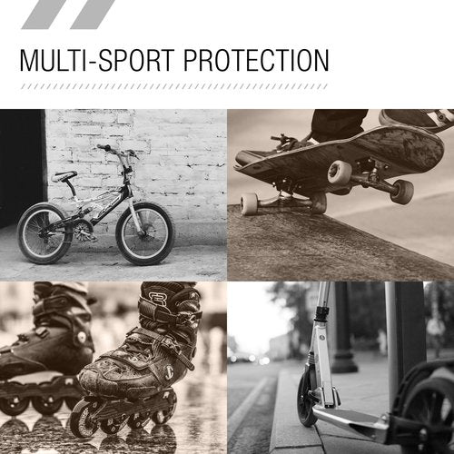 80Six Dual Certified Kids’ Helmet with Knee Pads, Elbow Pads, and Wristguards, Grey and Blue, Small/Medium - Ages 8+