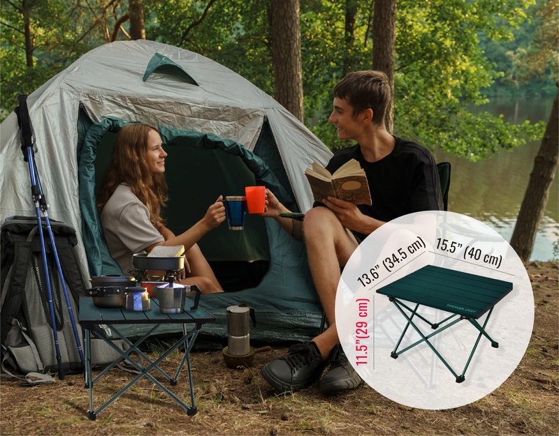 TREKOLOGY TALU Portable Folding Beach Table - Lightweight Travel Camp Table | Small Camping Table for Outdoor Adventures | Foldable, Compact, and Sturdy - Perfect for Camping, Picnic, Beach Trips