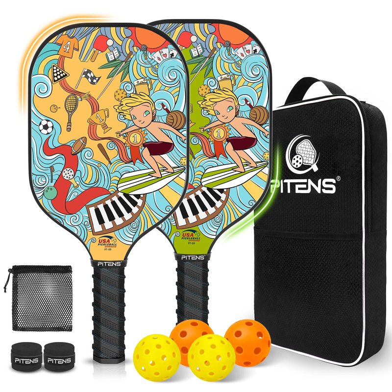 Pickleball Paddles, USAPA Approved Fiberglass Surface Pickleball Set with Pickleball Rackets, Pickle Ball Paddle Set for Men Women
