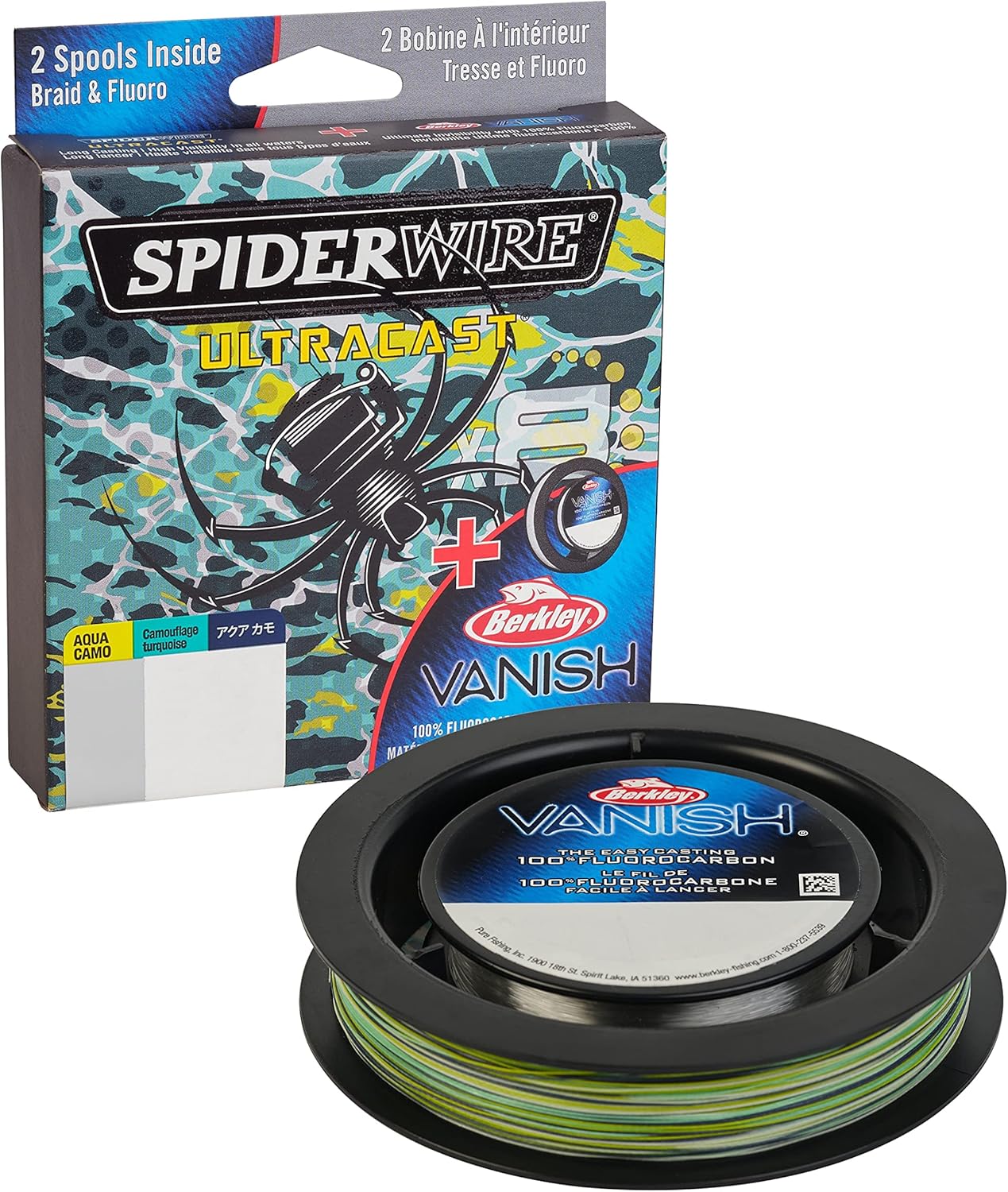 SpiderWire UltraCast Braided Fishing Line - Berkley Vanish Dual Fishing Spool | 150 Yards, Clear