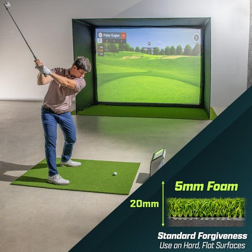 GoSports Golf Hitting Mat - PRO 5 x 3 ft - 5 mm Artificial Turf Training Mat for Indoor/Outdoor Swing Practice, Includes 3 Rubber Tees