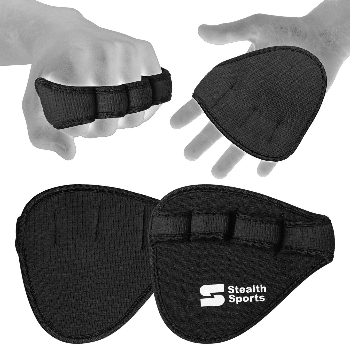 Stealth Sports Weight Lifting Gym Grip Pads Non-Slip Neoprene Pull Up Bar Pads Substitute of Workout Gloves Prevents Callus Tears–Calisthenics Fitness Weightlifting Grip Gloves (4 Loop)
