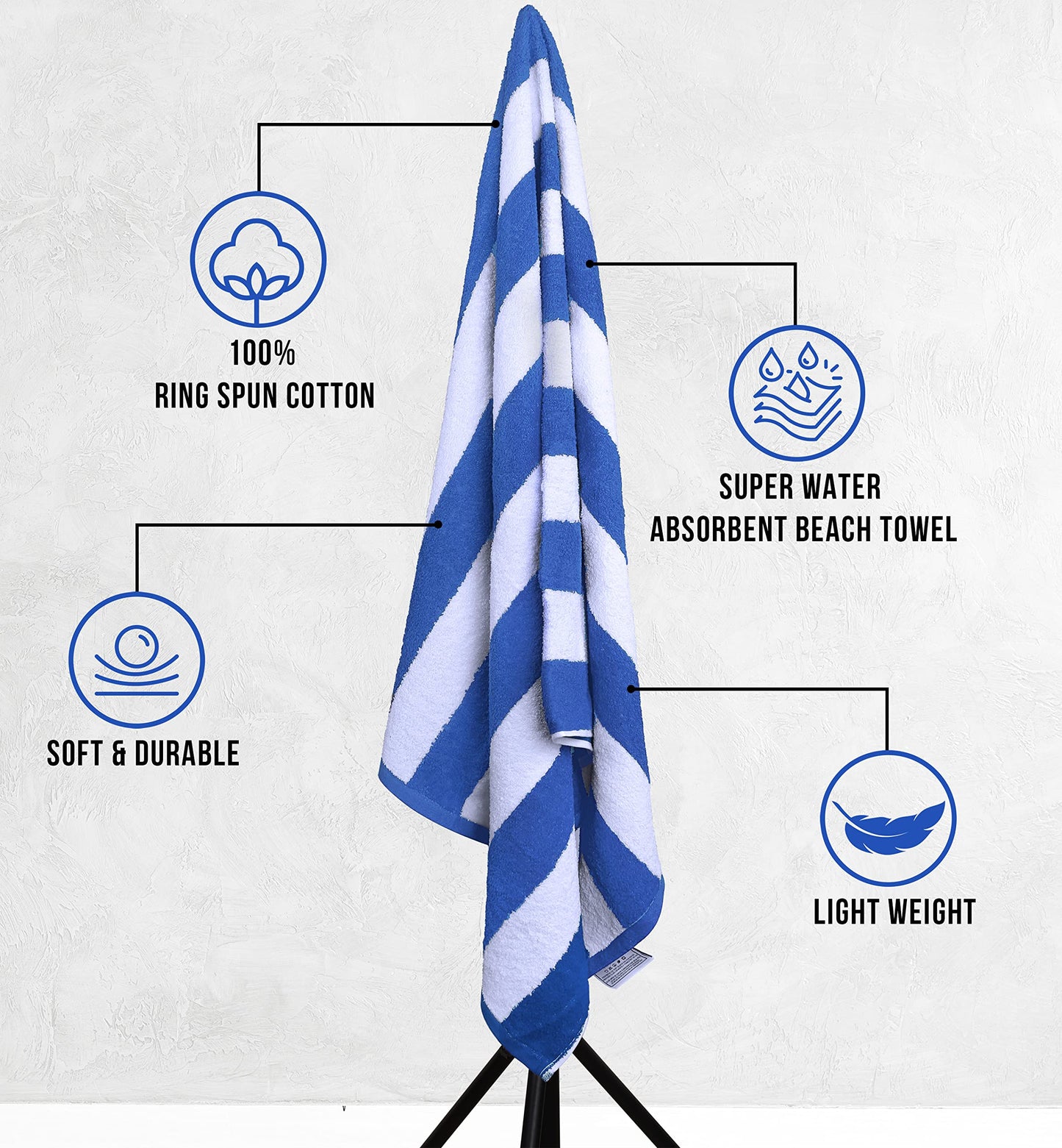 Utopia Towels 24 Pack Cabana Stripe Beach Towel, 30 by 60 Inches, Oversized 100% Ringspun Cotton Pool Towels, Highly Absorbent Bath Towels for Beach
