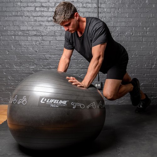 Lifeline Fitness Exercise Ball with Workout Guide – Burst-Resistant Stability Ball with Pump for Core, Balance, and Pregnancy Exercises