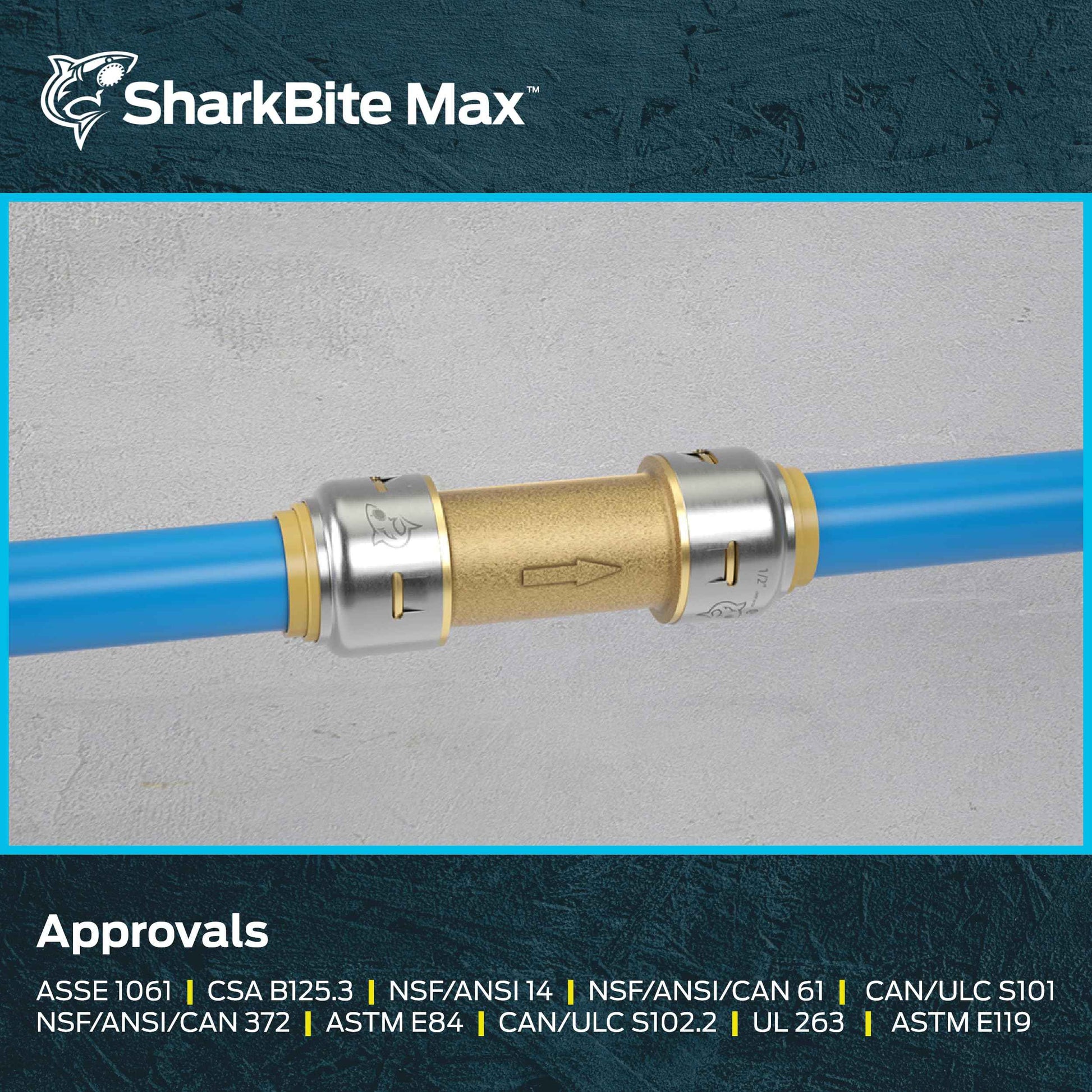 SharkBite Max 1/2 Inch Check Valve, Push to Connect Brass Plumbing Fitting, PEX Pipe, Copper, CPVC, PE-RT, HDPE, UR2008A