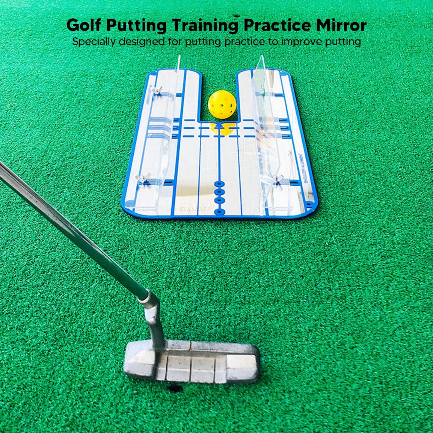 KUIDAMOS Putting Trainer Putting Mirror Training aid Acrylic Alignment Mirror with Rails for Indoor and Outdoor Golf Practice Swing Trainers