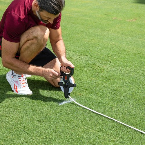 Champion Sports Open Reel Measuring Tape - Durable Hand Crank with Metal Spike & Dual-Sided Feet | 100 ft/30 Meters for Track & Field