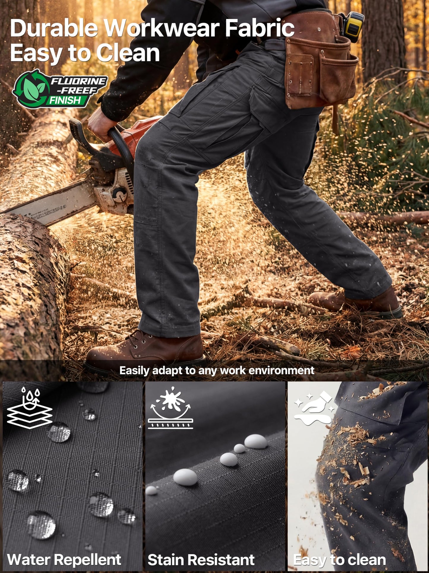 FREE SOLDIER Men's Cargo Pants,Tactical Pants for Men Stretch,Durable Ripstop EDC Work Pants for Hiking (Gray 36Wx32L)