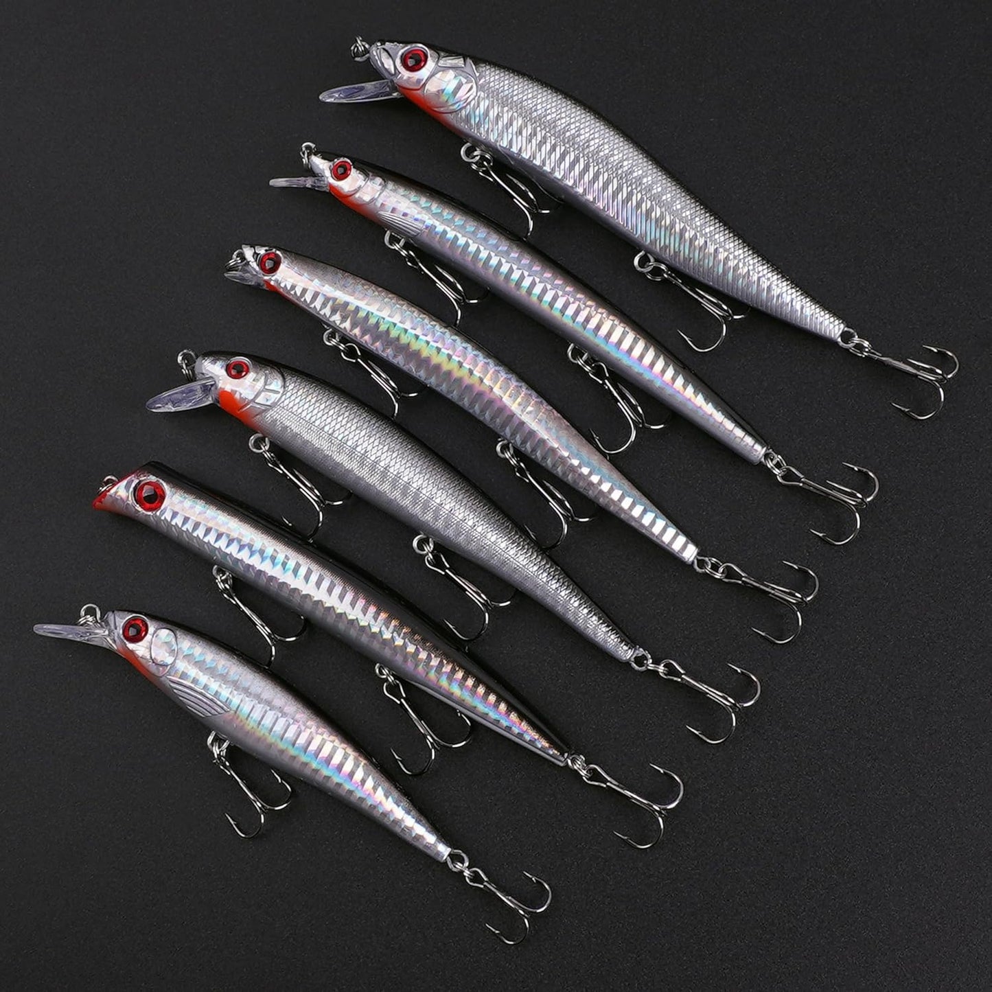 Skiennix Saltwater Fishing Lures Kit - 6pcs Surf Striper Minnow Jerkbait & Crankbait Plugs for Deep Sea Fishing