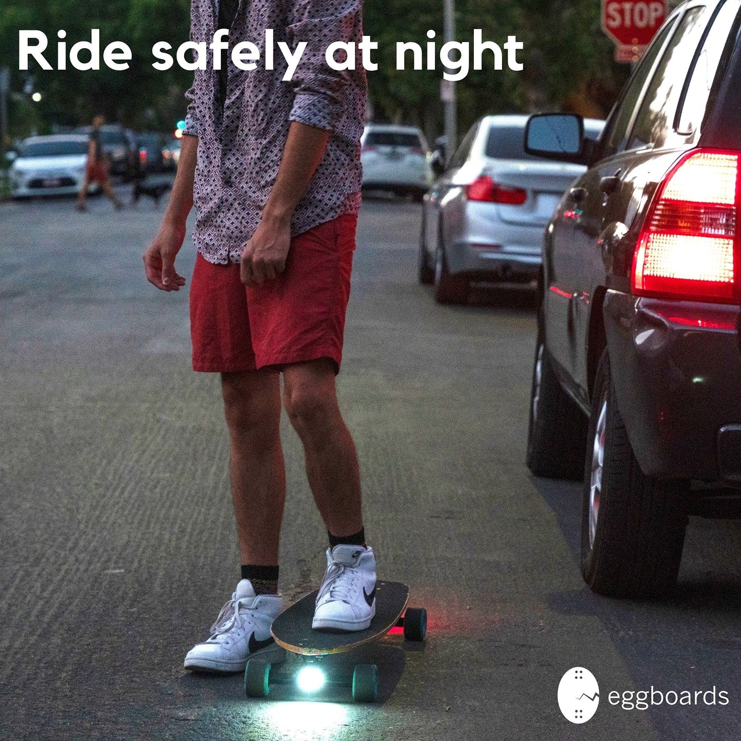 Eggboards Electric Skateboard Lights for Night Riding. LED Skateboard Light Kit. Longboard Lights USB Rechargeable. Skate Board Headlight Front and Back. Ideal Electric Skateboards Accessories