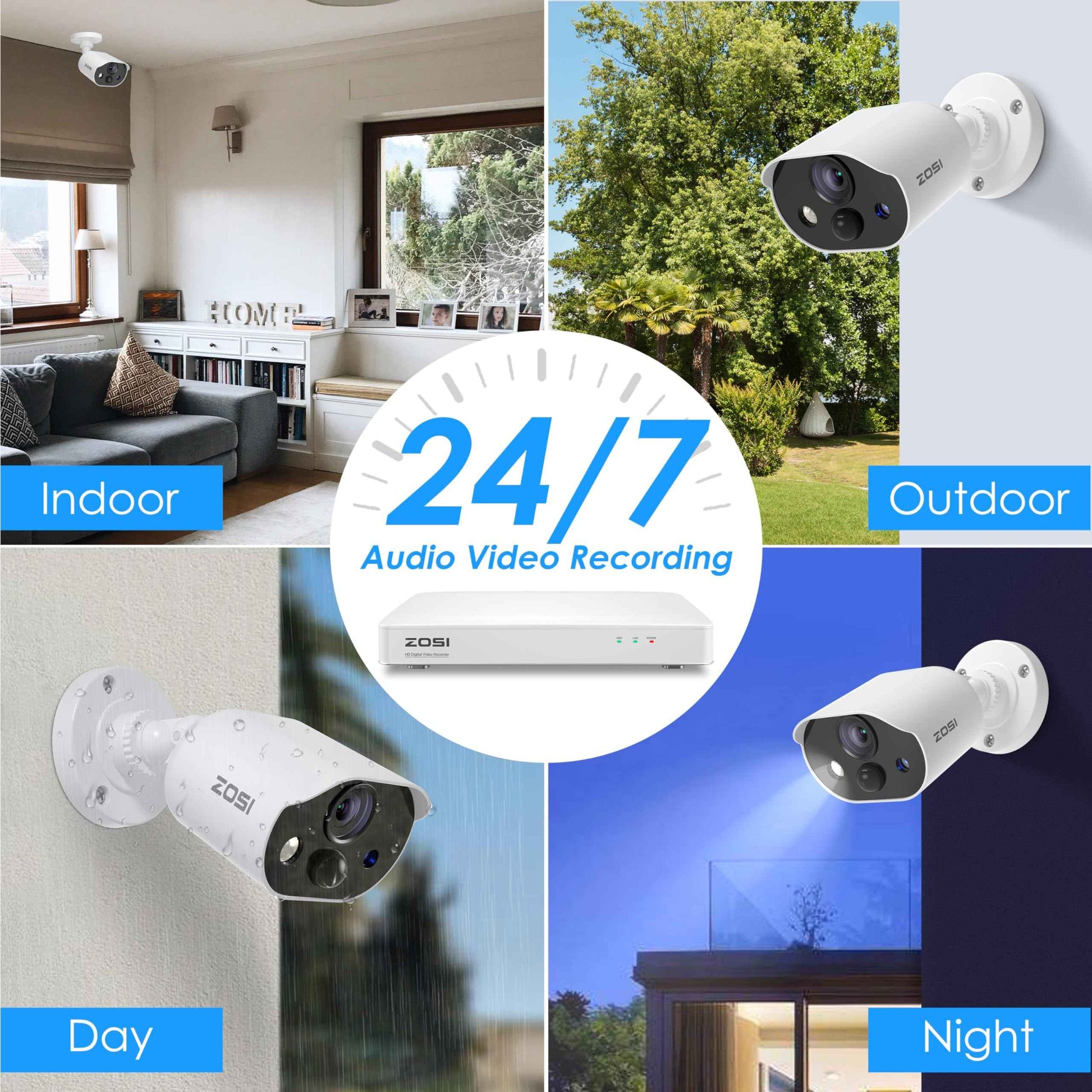 ZOSI 1080P HD-TVI Add On Camera, 2MP 1920TVL Indoor Outdoor Surveillance Home Security Camera with Audio, Night Vision, Smart Motion Detection, IP66 Weatherproof, Only Work 3K Lite CCTV DVR