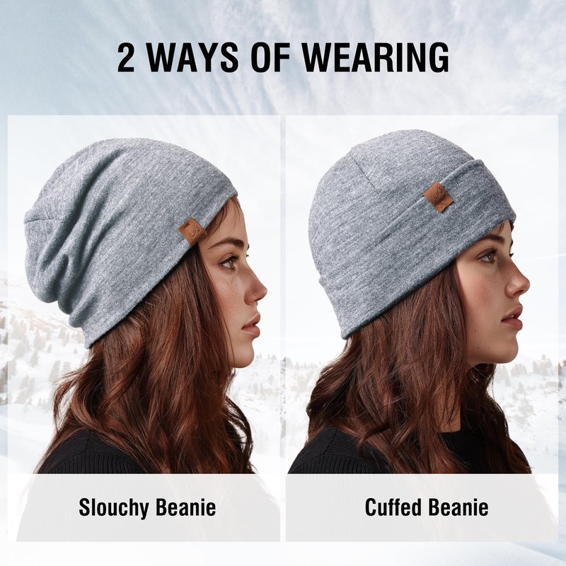 ACUSHLA 100% Merino Wool Cuff Beanie for Men & Women Knit Winter Hat Unisex Watch Cap Skull Wrap for Cold Weather, Mid-Grey
