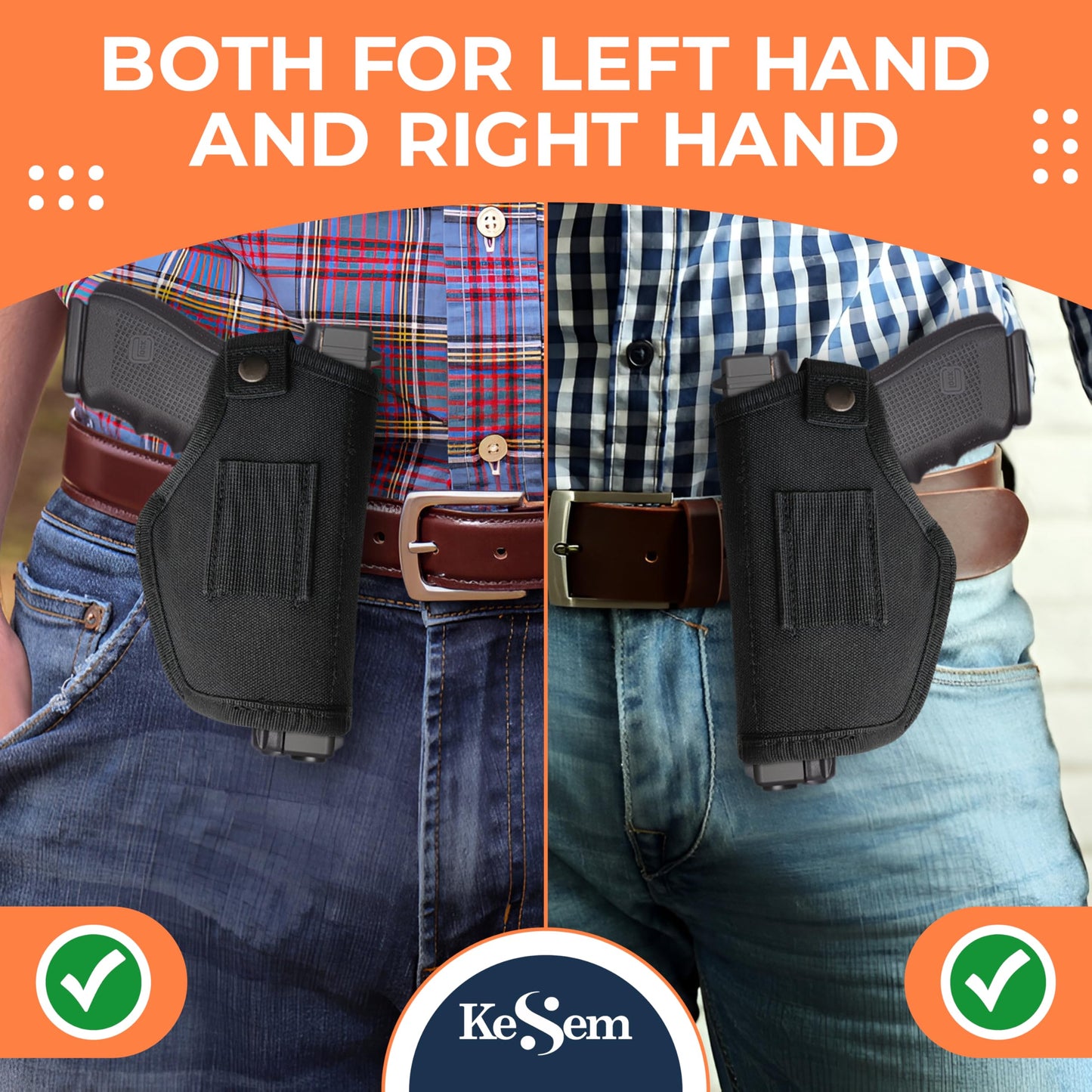 Universal Gun Holster for Men & Women, Concealed Carry Belt Holster for Pistols Right/Left Hand Draw, IWB/OWB 9mm for Glock, M&P Shield Fits Most Handgun Brands