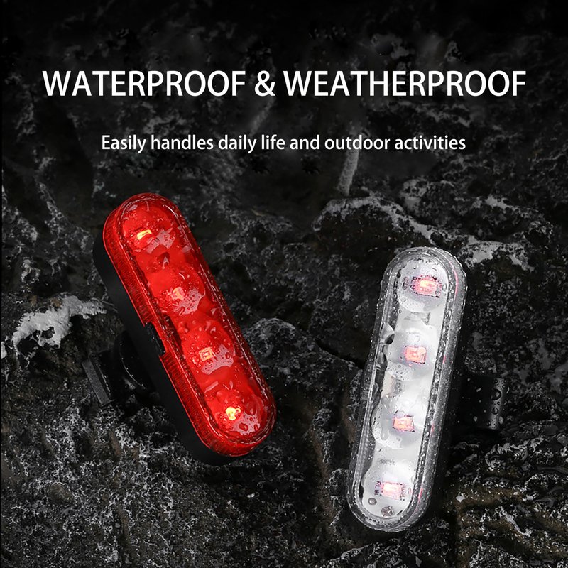HX Bike Lights for Night Riding, USB-C Rechargeable LED Bike Tail Lights, Bright Bicycle Rear, 4 Light Modes, Waterproof, Easy to Install, for Adults Kids Men Women Road Mountain (USB Cables Included)