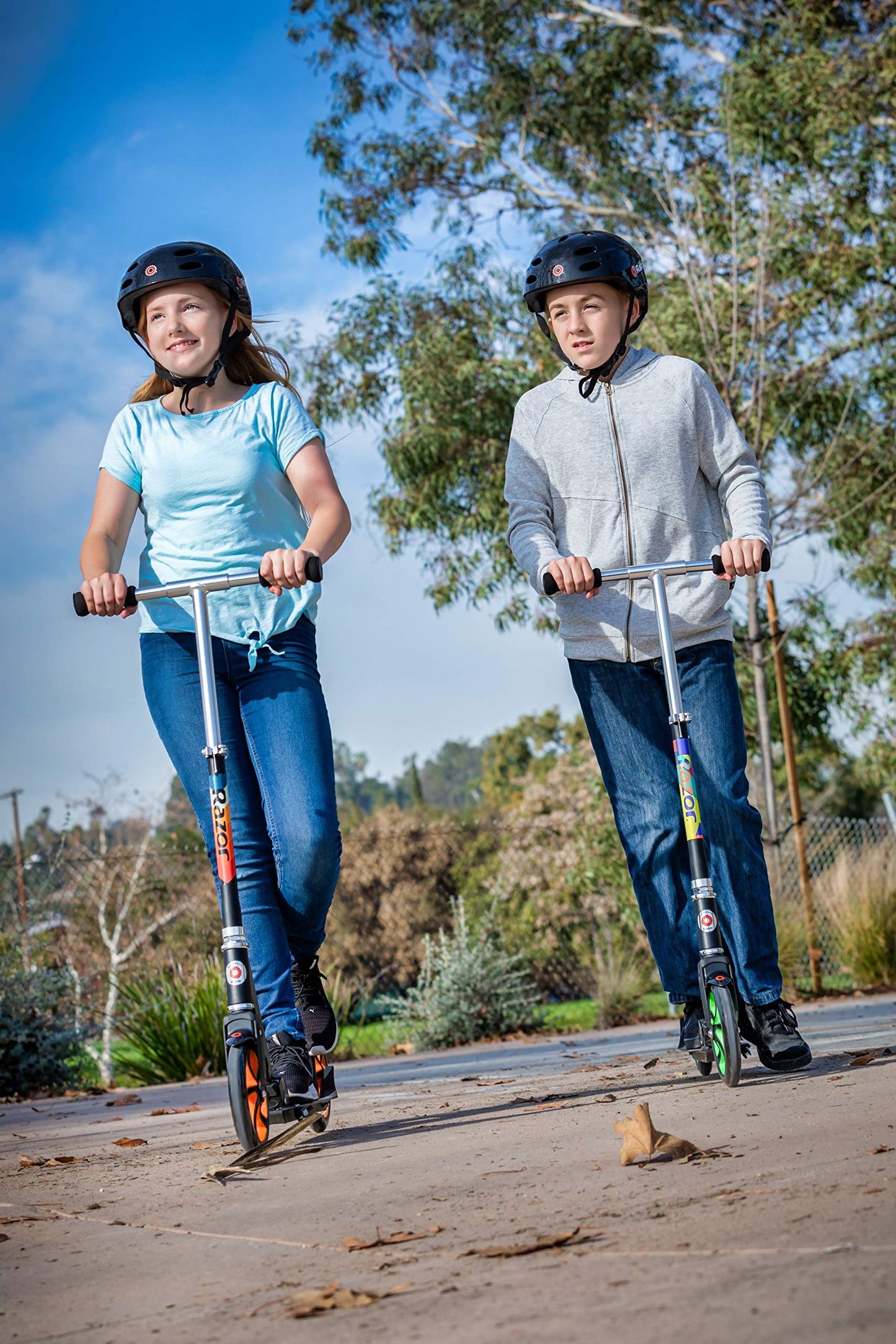 Razor A5 Lux Kick Scooter for Kids Ages 8+ - 8" Urethane Wheels, Aluminum Frame, Anodized Finish Featuring Bold Colors and Graphics, For Riders up to 220 lbs