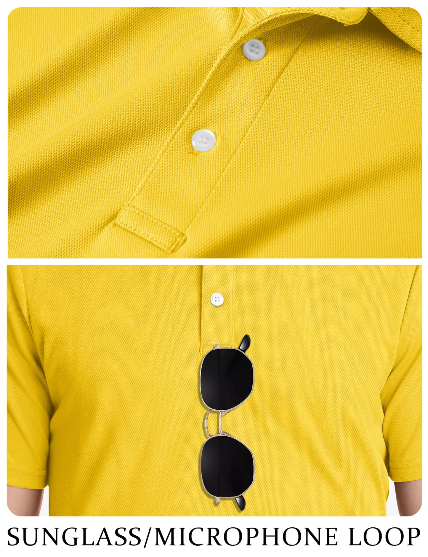 TACVASEN Mens Golf Shirt Dry Fit Mens Polo Shirts Short Sleeve Performance Golf Polos for Men with Collar Work Shirts Yellow, M