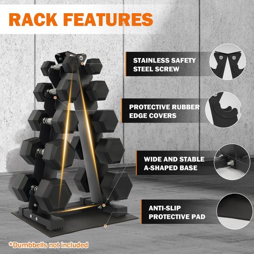 Fitvids 5 Tier A-Frame Dumbbell Rack Stand Only with Anti-Slip Pads, Compact Weight Set Storage Holder for Home Gym Space Saver