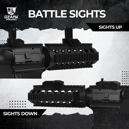OZARK ARMAMENT Flip Up Iron Sights - BUIS Flip Up Sights Rail Mount Iron Sights - Front and Rear Flip Up Sight Set
