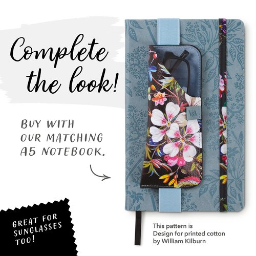 IF V & A Bookaroo Glasses Case Kilburn Black Floral